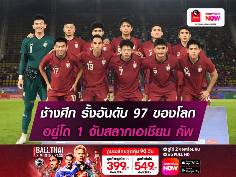 ทีมชาติไทย รั้งอันดับ 97 ของโลก อยู่โถ 1 จับสลากเอเชียน คัพ