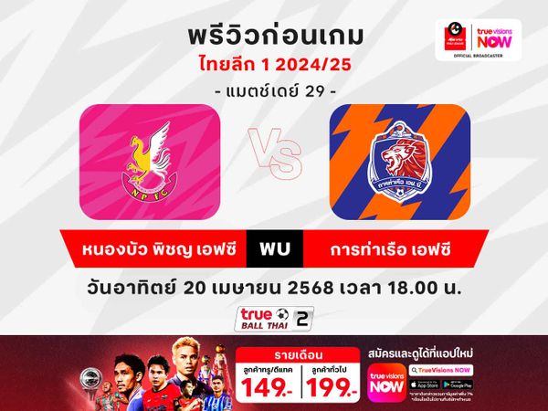 พรีวิว-วิเคราะห์บอลไทยลีก หนองบัว พิชญ พบ การท่าเรือ 