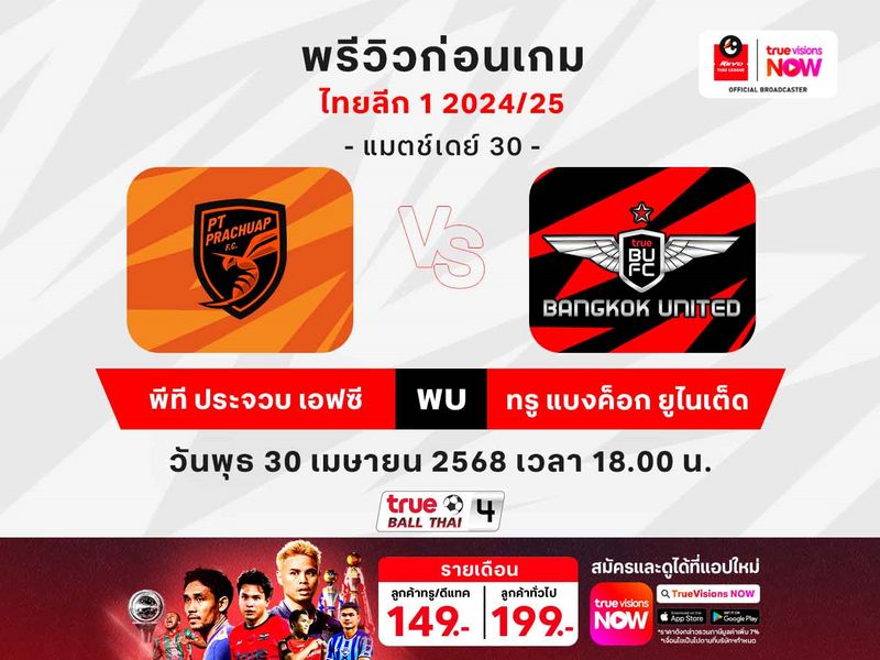 พรีวิว-วิเคราะห์บอลไทยลีกนัดตัดสินแชมป์ พีที ประจวบฯ พบ ทรู แบงค็อกฯ