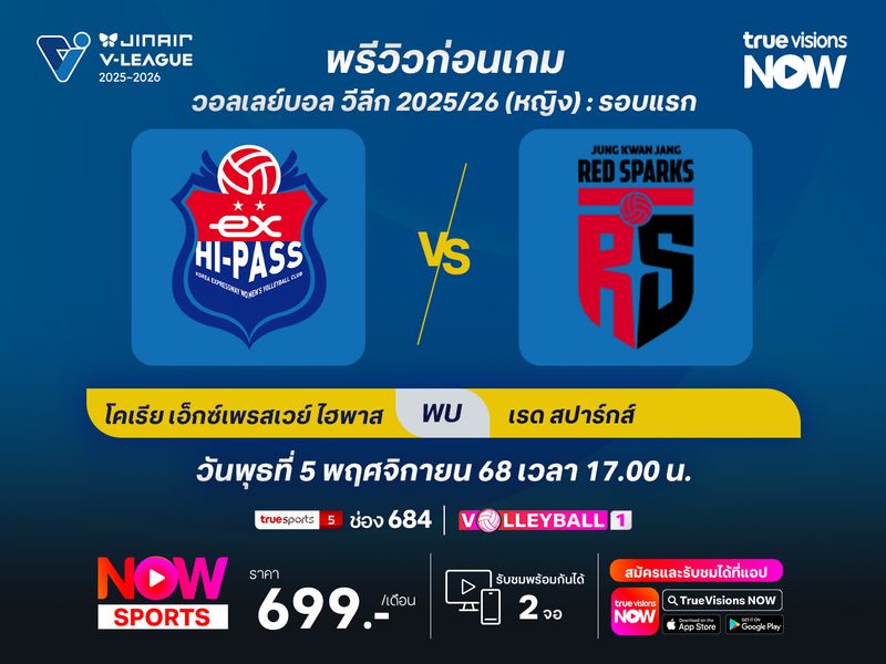 พรีวิว : วอลเลย์บอล วีลีก : กิมชอน โคเรีย เอ็กเพรสเวย์ ไฮพาส พบกับ แทจอน จองกวานจัง เรดสปาร์กส์