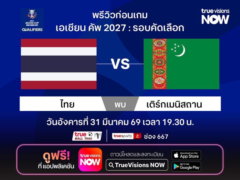 พรีวิวฟุตบอล ทีมชาติไทย พบ เติร์กเมนิสถาน ศึกเอเชียนคัพ 2027