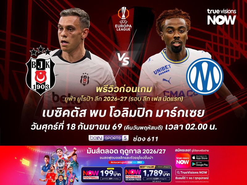 เบซิคตัสฟอร์มแรงจัด น่าเปิดบ้านอัดมาร์กเซยที่กำลังฟอร์มบู่
