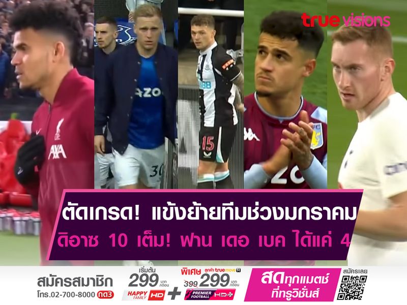 ตัดเกรด! แข้งย้ายทีมช่วงมกราคม : ดิอาซ 10 เต็ม! ฟาน เดอ เบค ได้แค่ 4